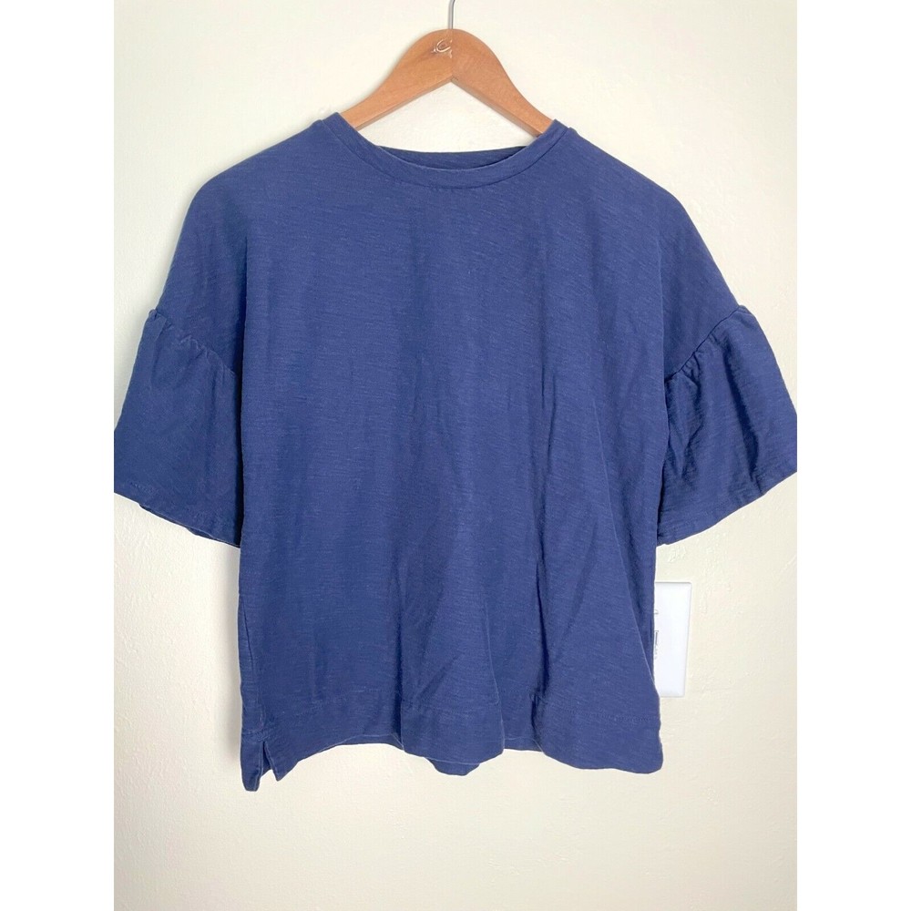 Vineyard Vines Shirt Women's XS Top Short Sleeve Bell Sleeves Blue Cotton